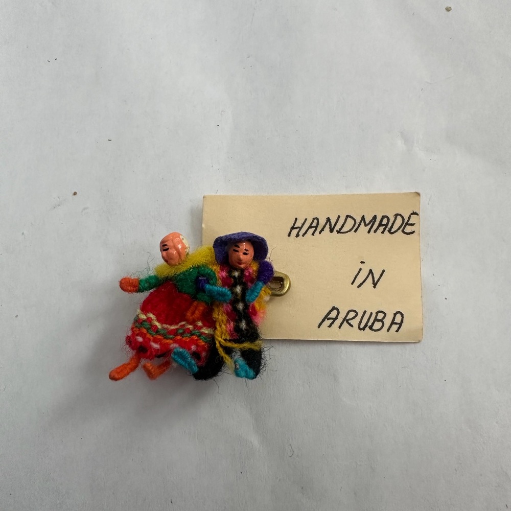 Handmade in Aruba Doll Brooch